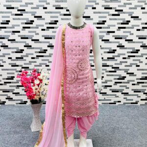 Embroidery Work Kurti Top and Salwar for Kids