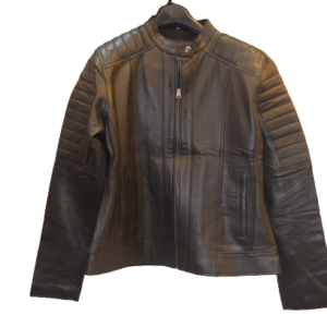 Ladies Chinese Neck Leather Jacket