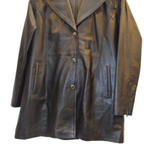 Ladies Double Brace Hooded Leather Jacket