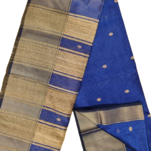 Maheshwari Cotton-Silk Saree with Resham-Golden Border