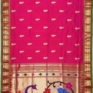 Paithani Pure Silk Saree with Twin Peacock Pallu