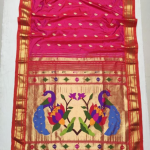 Yeola Paithani Pure Silk Saree with Lotus & Peacock