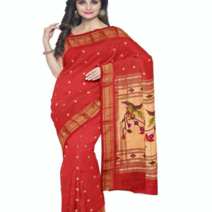Paithani Pure Silk Saree with Peacock & Parrot