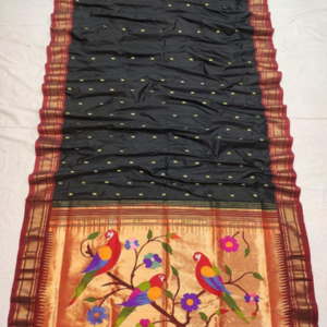 Paithani Pure Silk Saree with Triple Parrot
