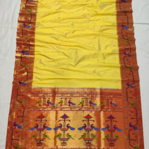 Peacock Parrot Brocade Paithani: Premium Yeola Saree