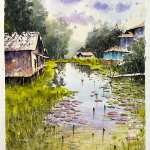 Mystical Lotus Lullaby: Santanu's Watercolor Mastery