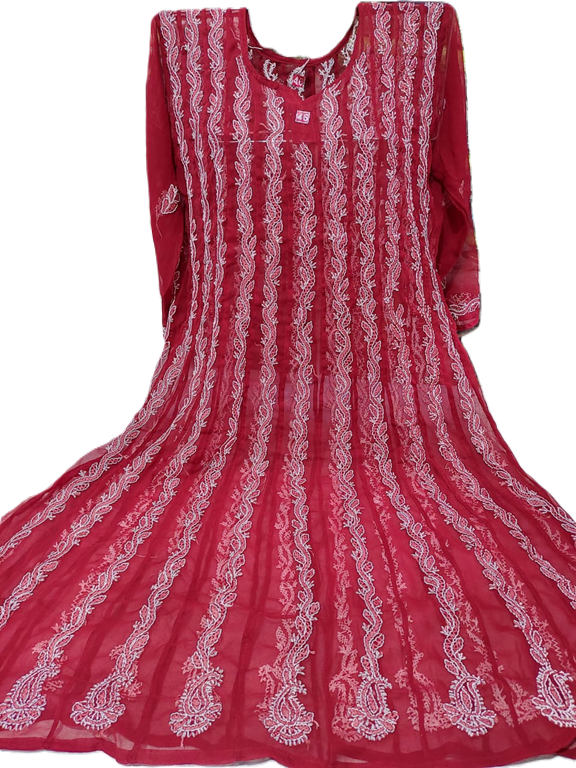 Lucknow Chikankari Anarkali Suit in Chiffon
