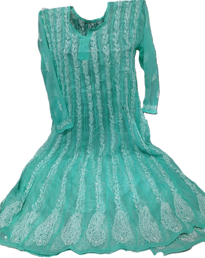 Lucknow Chikankari Anarkali Suit in Chiffon