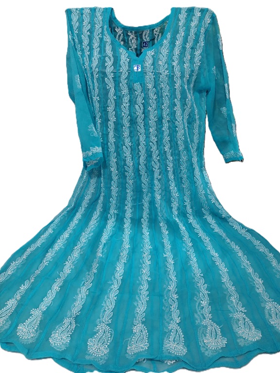 Lucknow Chikankari Anarkali Suit in Chiffon