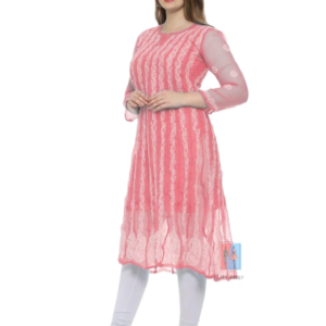 Lucknow Chikankari Anarkali Suit in Chiffon