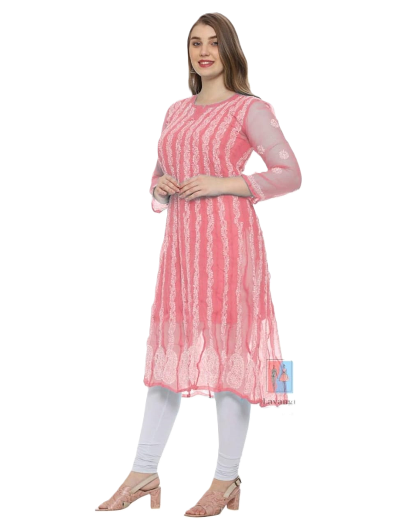 Lucknow Chikankari Anarkali Suit in Chiffon