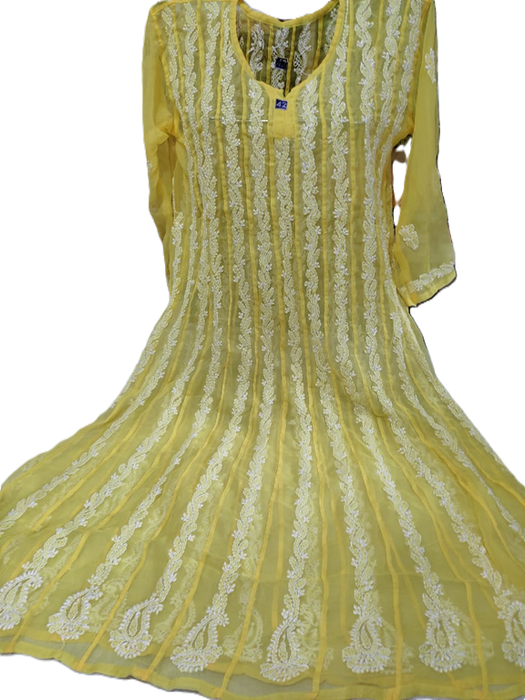 Lucknow Chikankari Anarkali Suit in Chiffon