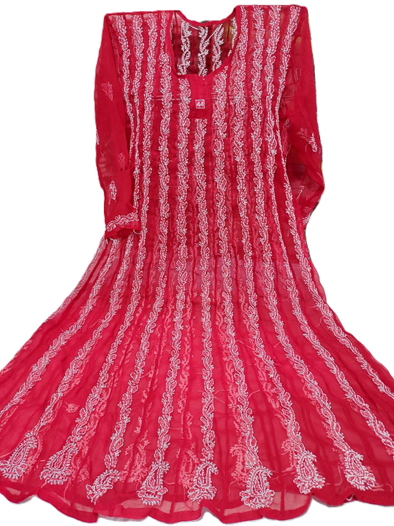 Lucknow Chikankari Anarkali Suit in Chiffon