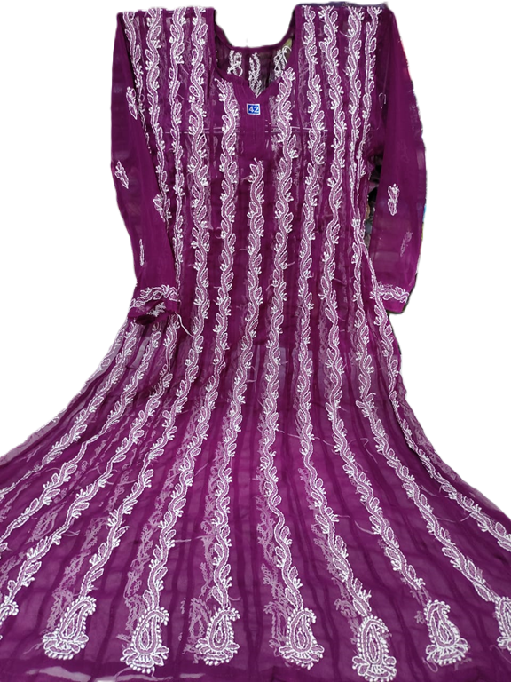 Lucknow Chikankari Anarkali Suit in Chiffon