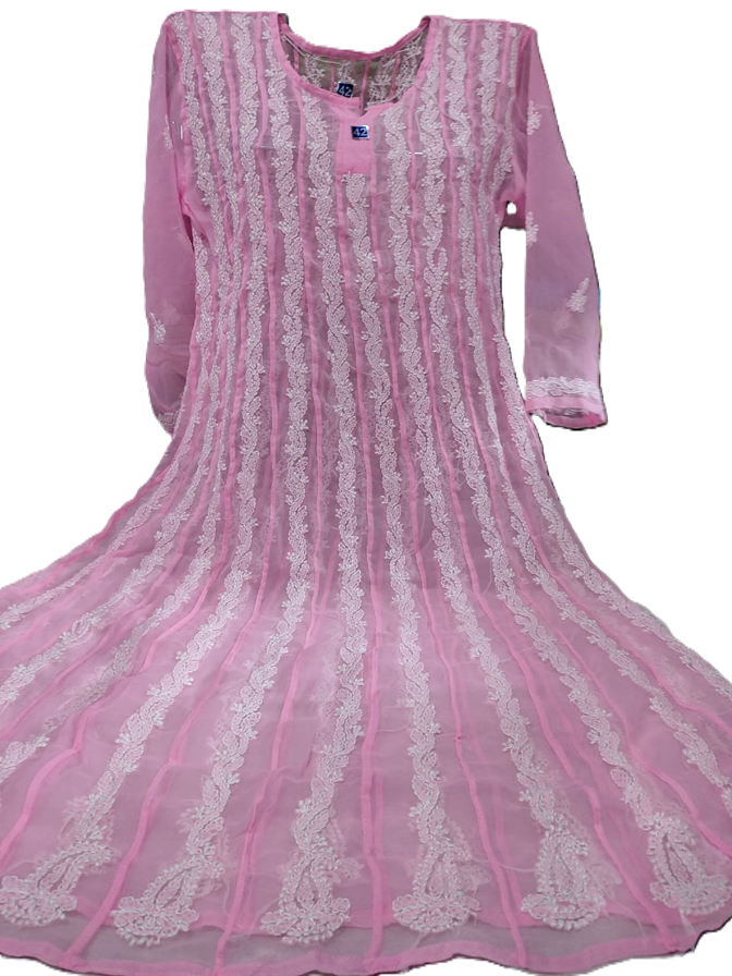 Lucknow Chikankari Anarkali Suit in Chiffon
