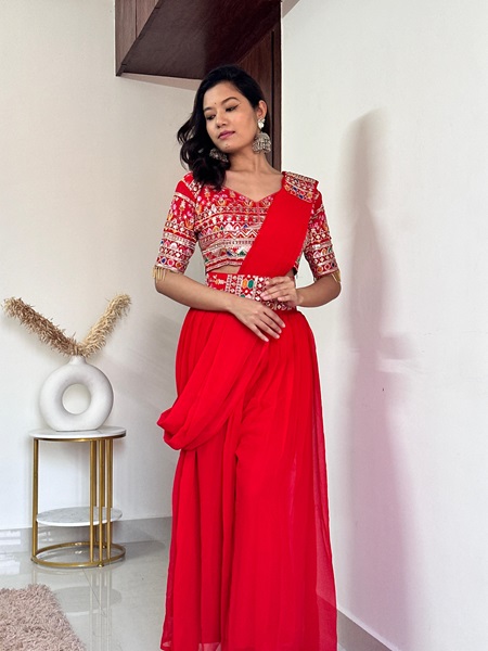 Faux Georgette Palazzo-Choli Set