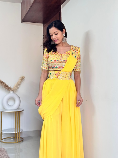 Faux Georgette Palazzo-Choli Set