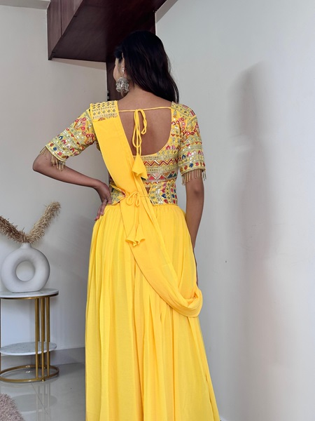 Faux Georgette Palazzo-Choli Set