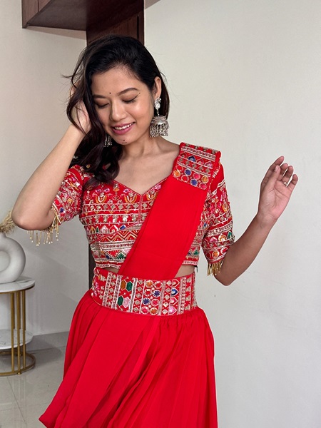 Faux Georgette Palazzo-Choli Set