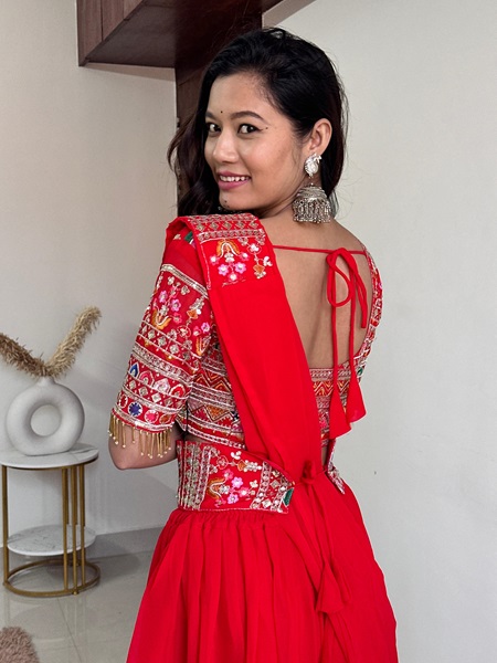 Faux Georgette Palazzo-Choli Set