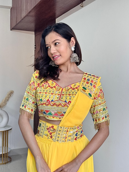 Faux Georgette Palazzo-Choli Set