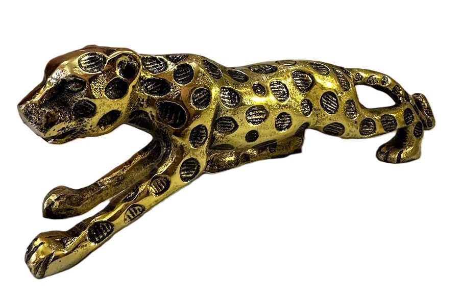 Metal Craft Running Leopard Statue