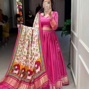 Gaji Silk Lehenga with Stitched Blouse and Fancy Dupatta