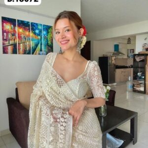 Organza Silk with Lucknowi Chikankari Saree