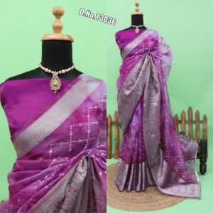Organza Silk Saree with Silver border