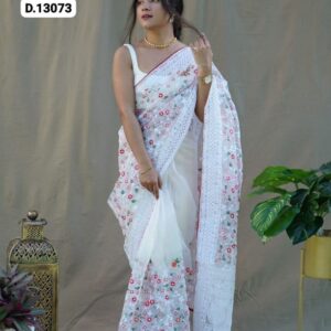 Pure Organza Silk Chikankari Saree