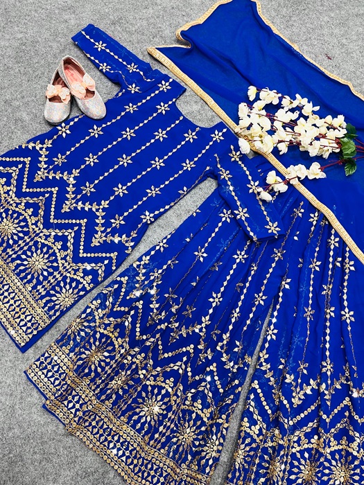 Royal Blue Kids Kurta and Sarara