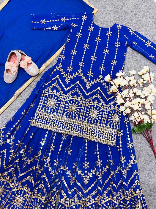 Royal Blue Kids Kurta and Sarara