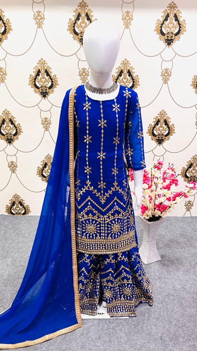 Royal Blue Kids Kurta and Sarara