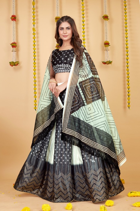 Chinnon Chiffon Lehenga with Zarkan Choli