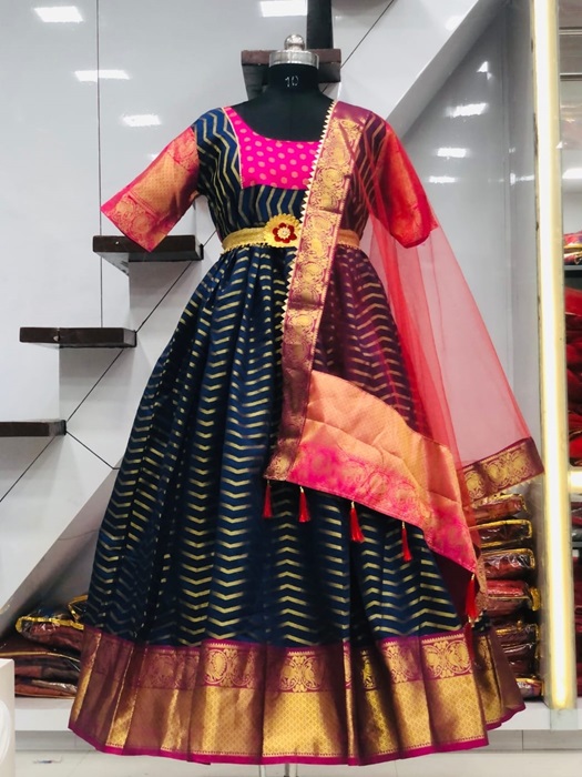 Zigzag Pattu Gown