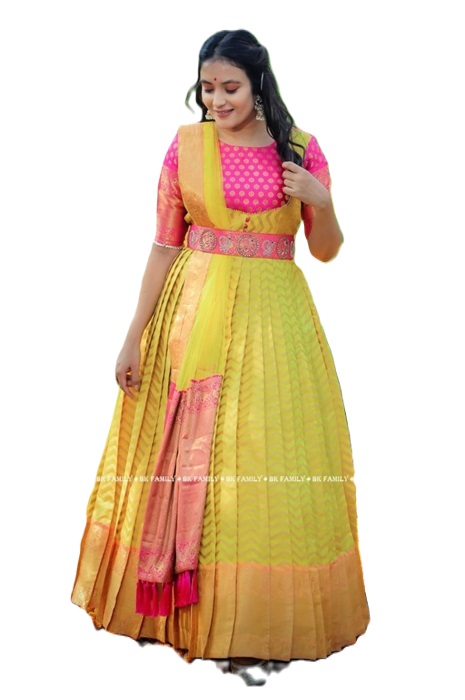Zigzag Pattu Gown