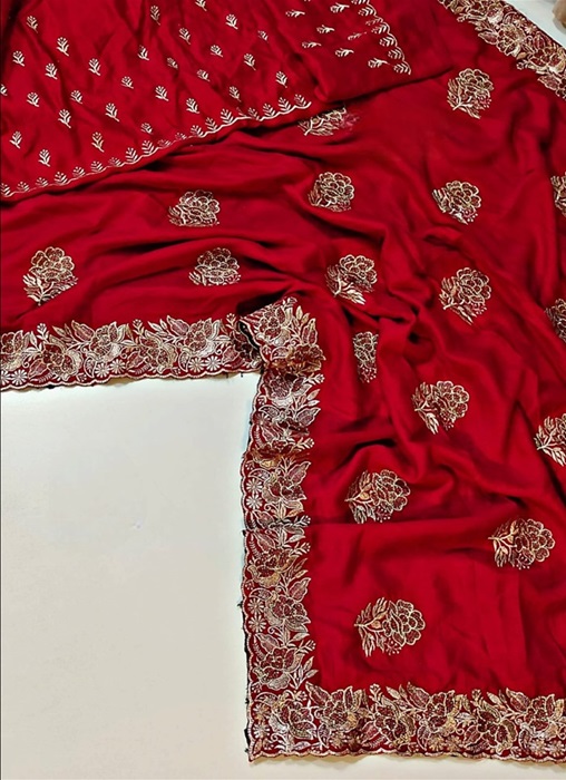 Silk Saree with Zari and stone work