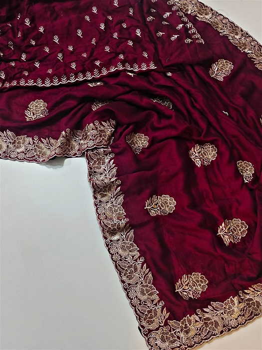 Silk Saree with Zari and stone work