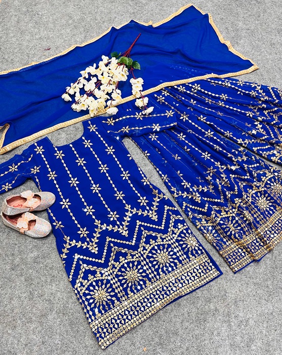 Royal Blue Kids Kurta and Sarara