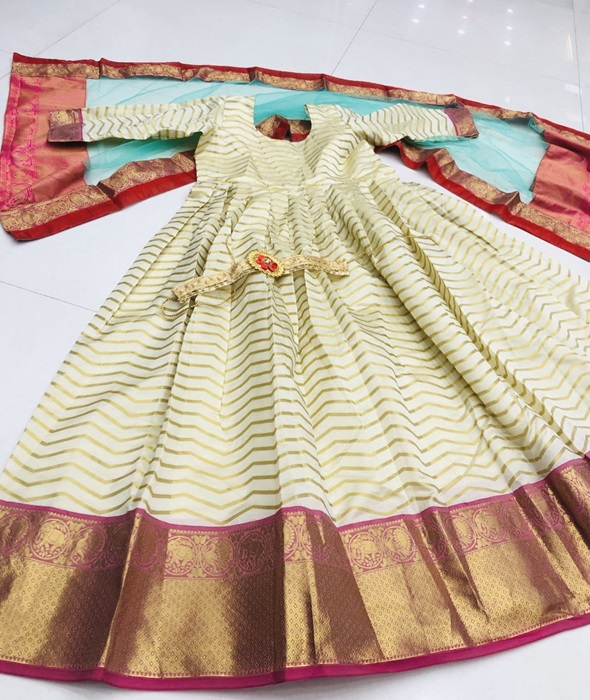 Zigzag Pattu Gown