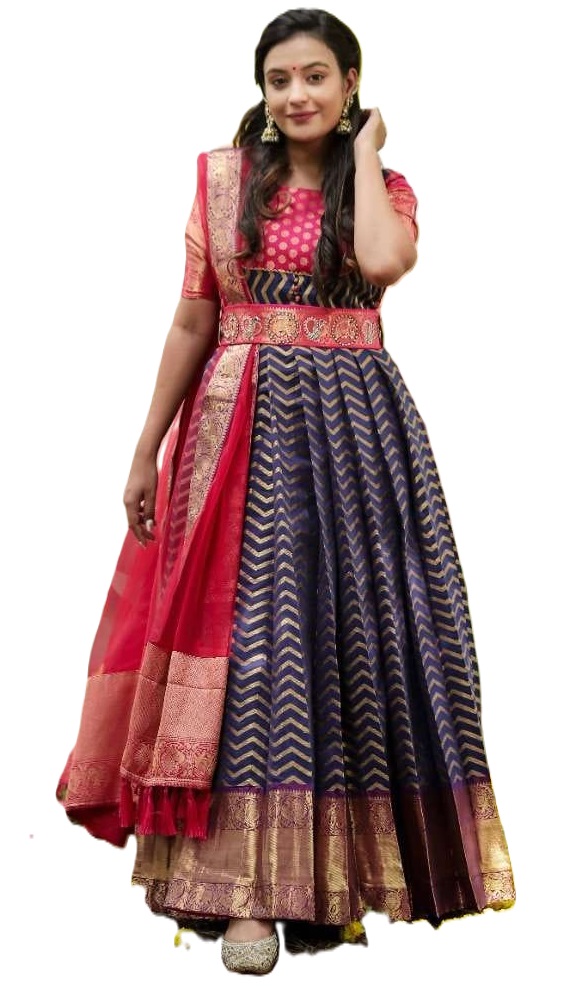 Zigzag Pattu Gown