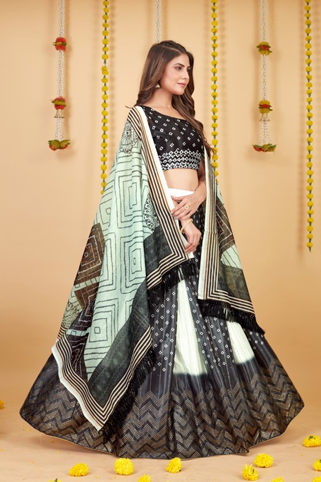 Chinnon Chiffon Lehenga with Zarkan Choli
