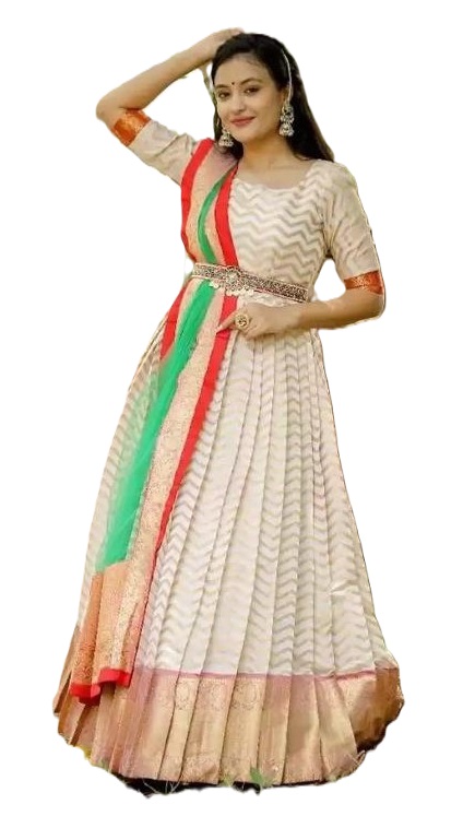 Zigzag Pattu Gown