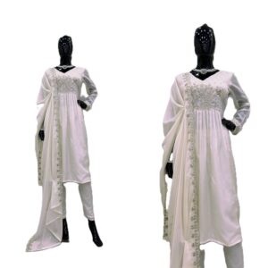 Tissue Organza Suit with Thread Sequin Work