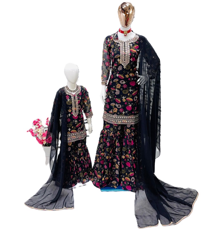 Embroidered Party Wear Top & Sarara