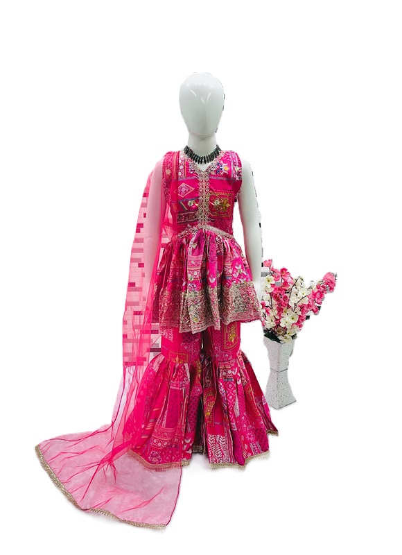 Designer Top and Sarara with Embroidery