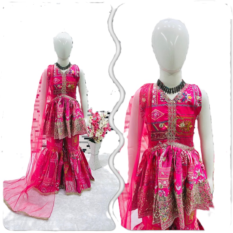 Designer Top and Sarara with Embroidery