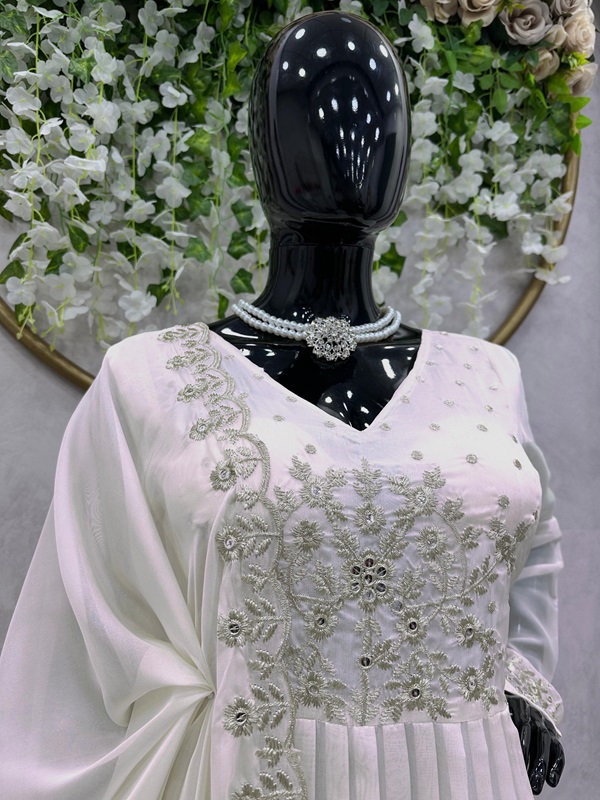 Tissue Organza Suit with Thread Sequin Work