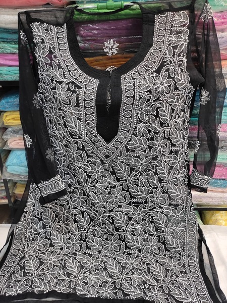 Chikankari chiffon Jaal short Kurti