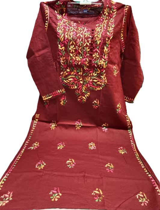 Hand Embroidered Multi Dhaga Cotton Kurti